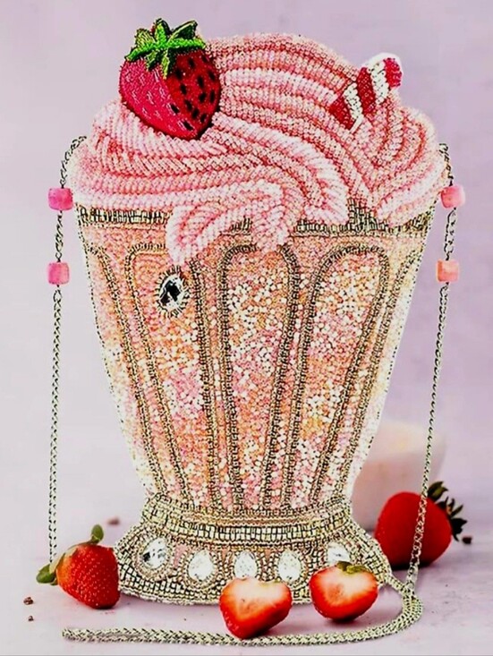 Mary Frances Handbags - Shake It Up" Strawberry Milkshake Crossbody Handbag Came Out In The Year 2020